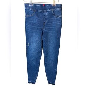 SPANX Skinny Ankle Jeans Womens L Shaping Smooth High Rise Casual Distressed